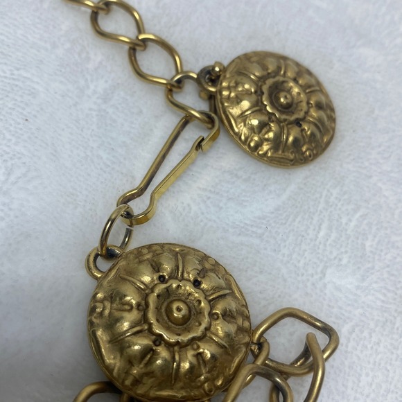 Vintage‎ Gold Tone Metal Coin Medallion Chain Belt Boho Festival Adjustable - Picture 5 of 10